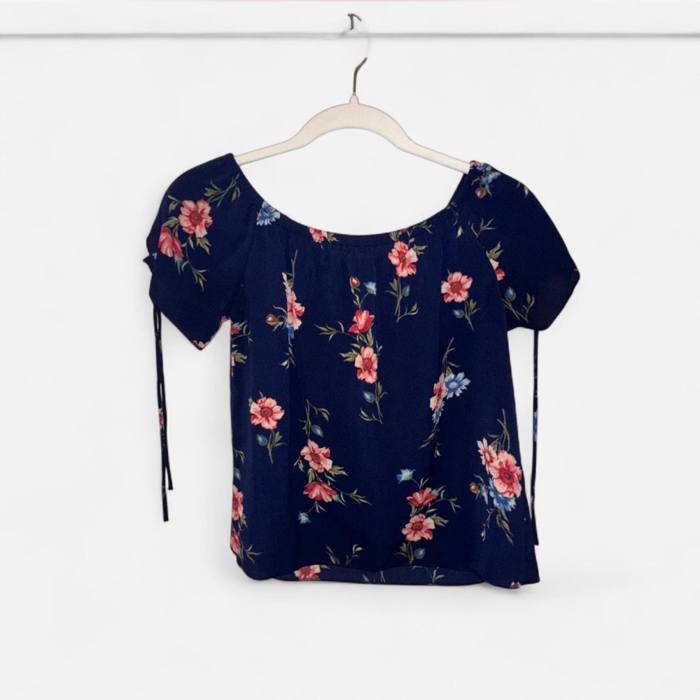 Chocolate Navy Blue Floral Blouse